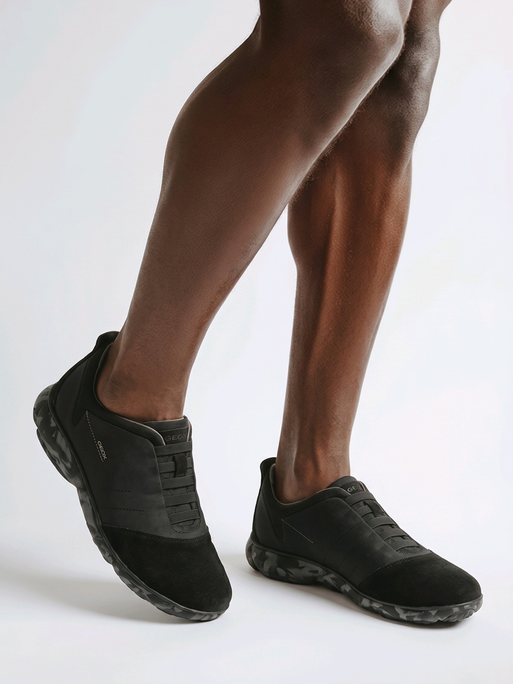 Geox Nebula Men's Black Suede Textile Laceless Slip On Sneakers U52D7B Size 12